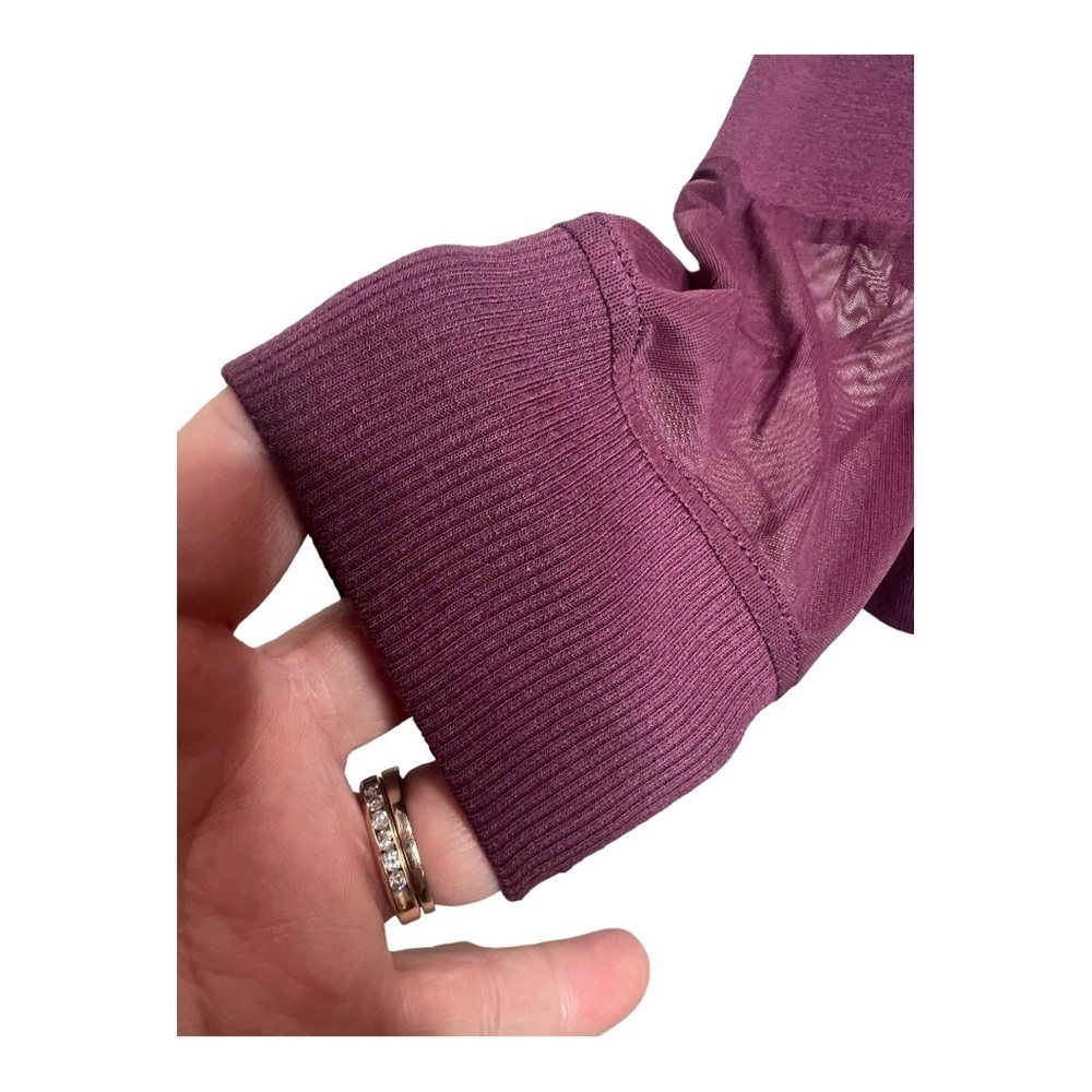 Fitz + Eddie Maroon Sheer Sleeves Shoulder Lightweight Crew Sweatshirt Athletic - Picture 4 of 13